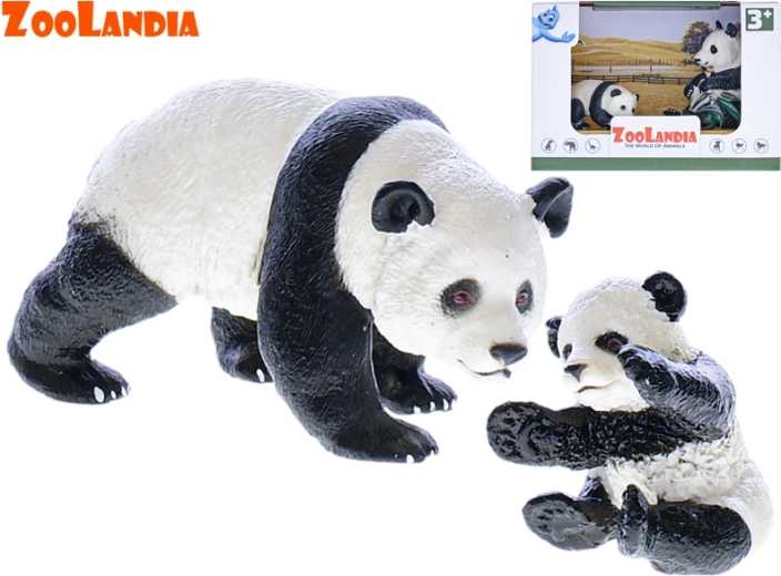 Zoolandia panda cu pui – figurină din plastic realistă