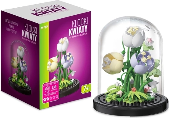 Set de construcție: lalele într-o clopă decorativă (139 piese)