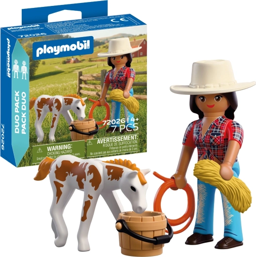 Playmobil Duo Pack cowgirl cu mânz și accesorii