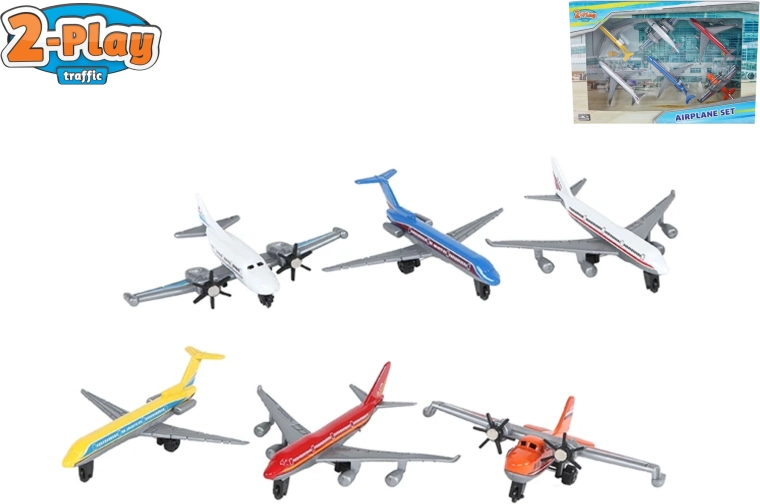 Set modele de avioane de linie 2‑Play Traffic – 6 buc