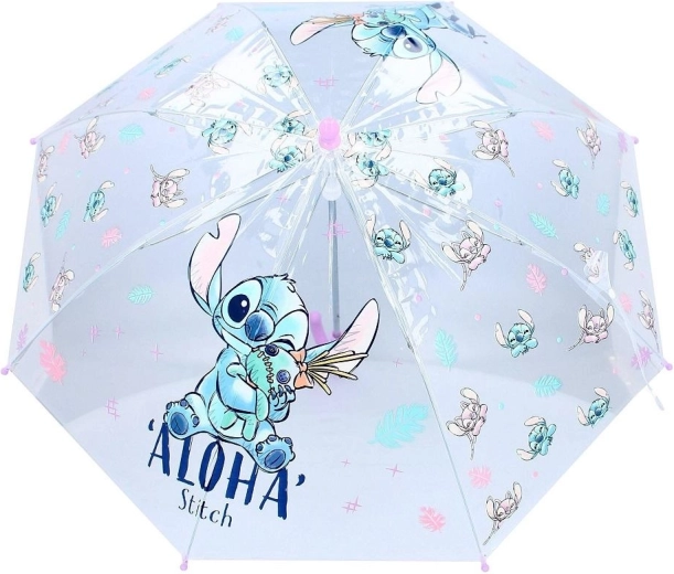 Umbrelă transparentă pentru copii Disney Stitch Rainy Days 71 cm