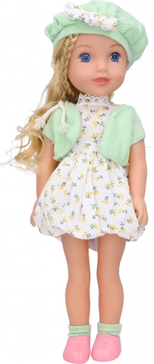 Păpușă cu sunete 36 cm cu poșetă și căciulă