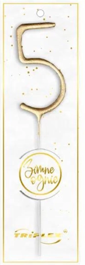 Scânteietoare numărul 5 aurie 16,5 cm