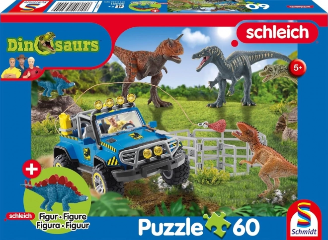 Puzzle SCHMIDT SCHLEICH giganți preistorici, 60 de piese + figurină