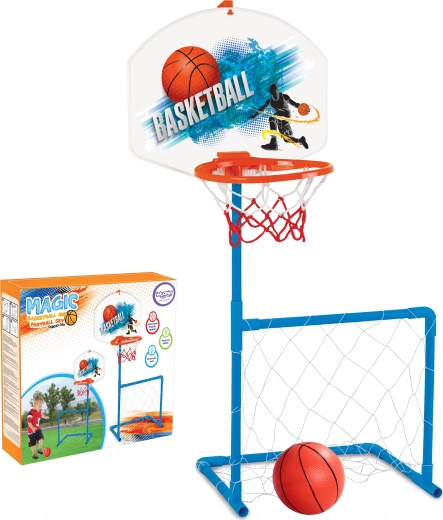Set sportiv pentru copii Woopie 2‑în‑1 – coș de baschet și poartă de fotbal cu minge