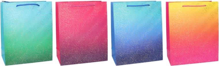 Pungă cadou S 18 × 23 × 8 cm, pentru tot anul, gradient cu buline metalice