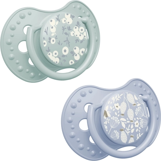 Suzetă din silicon dinamică Lovi Blossom 0–6 luni, 2 buc. (pentru băieți)