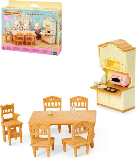 Sala de mese rustică SYLVANIAN FAMILIES – set de joacă cu mobilier și accesorii
