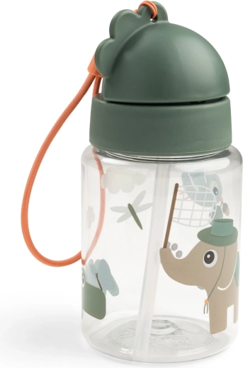 Done by Deer sticlă cu pai Tiny trails verde 280 ml