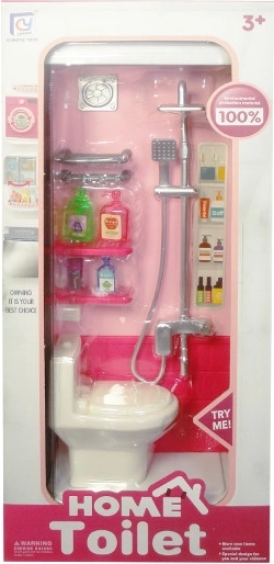 Mobilier de baie cu accesorii pentru păpuși