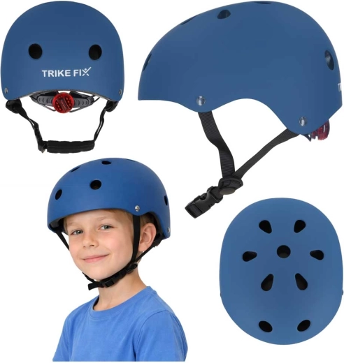 Cască de ciclism pentru copii cu LED TRIKE FIX, mărimea M (55–58 cm), albastru închis