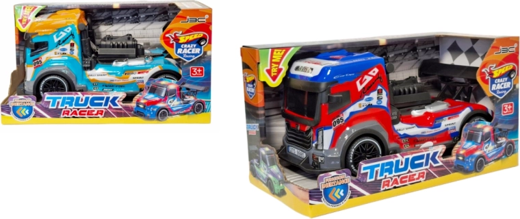 Camion sport de curse Truck Racer cu propulsie prin frecare, lumini și sunete