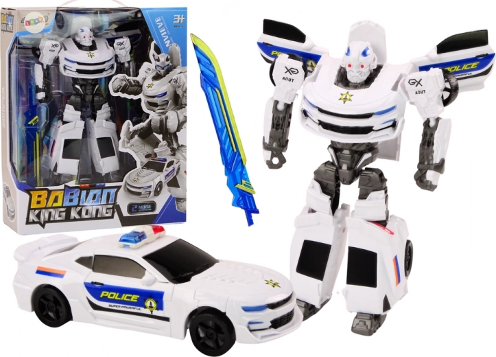 Auto-Robot 2în1 Mașină de poliție transformabilă albă