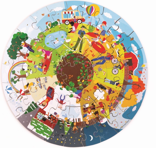 Bigjigs Toys Puzzle rotund pentru podea Patru anotimpuri