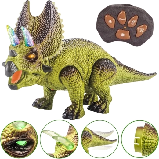 Dinozaur robot Woopie Triceratops cu telecomandă