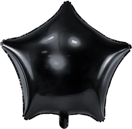 Balon din folie în formă de stea, negru, 48 cm