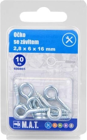 Ochet închis cu filet 16 × 6 × 2,8 mm, zinc (10 buc)