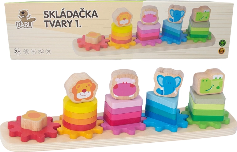 Babu puzzle din lemn cu animăluțe