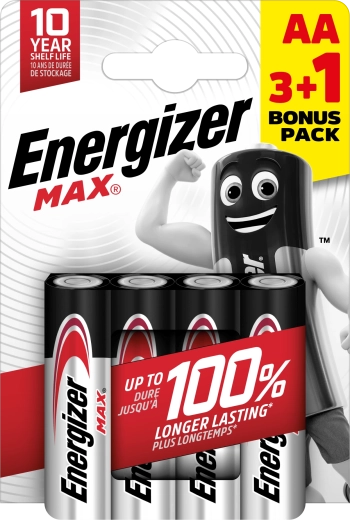 Baterii alcaline ENERGIZER Max AA 4 buc (3+1 gratuit)