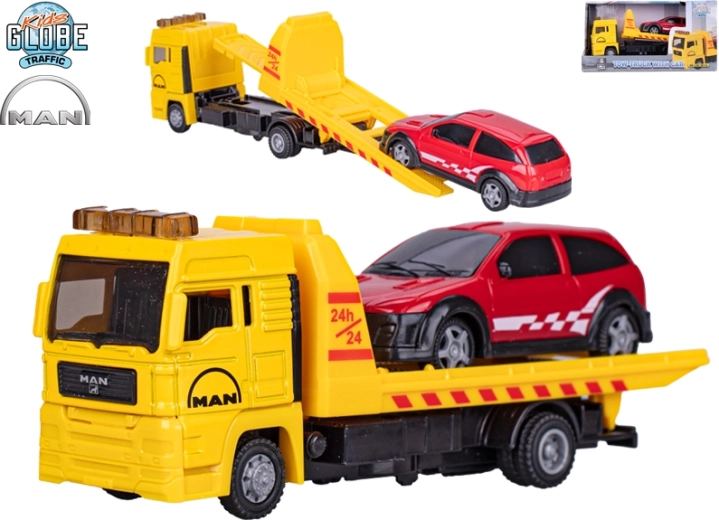 Kids Globe Traffic serviciu de tractare MAN – model metalic cu autoturism 19 cm