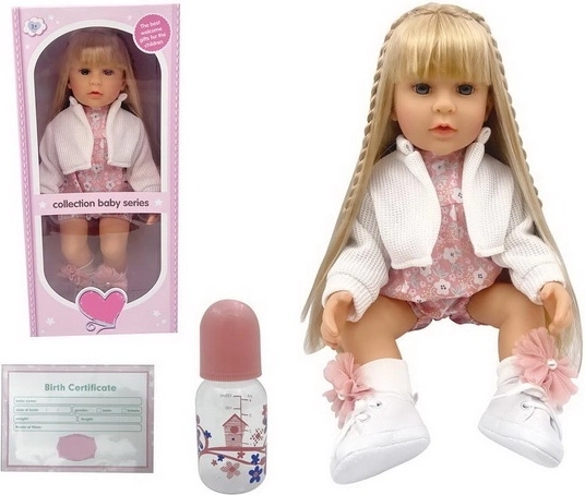 Păpușă Madej cu păr blond lung, 52 cm