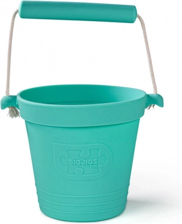 Găletușă de plajă din silicon BIGJIGS TOYS – turcoaz