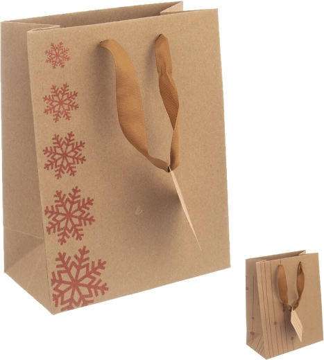 Pungă cadou din hârtie Fulg de zăpadă 18 × 10 × 23 cm (mix de modele)