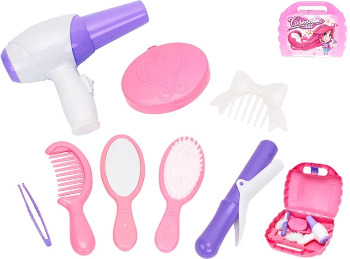 Set de coafură pentru copii în troller – set roz cu 8 piese