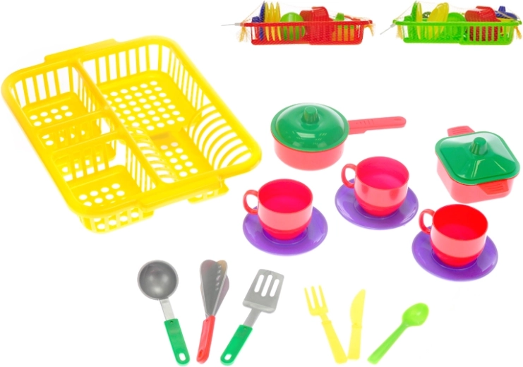 Set de veselă pentru copii cu uscător – 3 culori