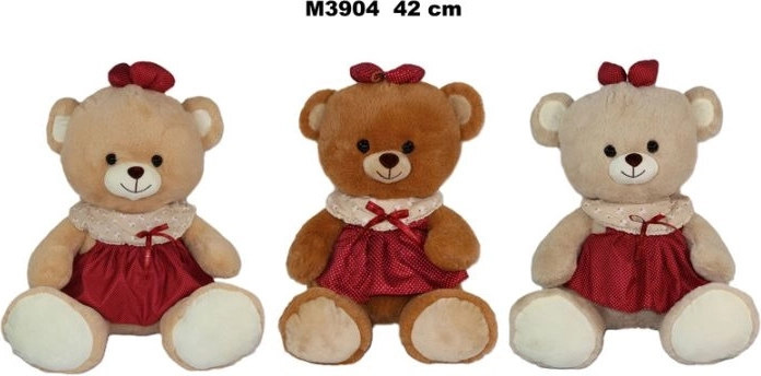 Ursuleț de pluș în rochiță, 42 cm - 1 bucată