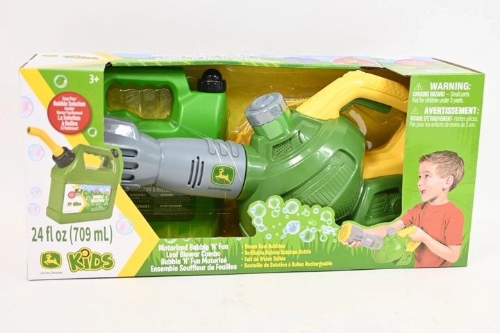 TOMY John Deere suflantă de frunze pentru copii cu aparat de făcut baloane