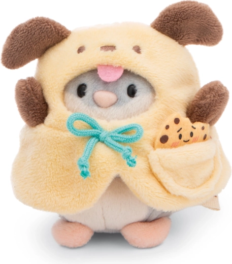 NICI MyMochi hamsterul de pluș Shai în costum de cățel cu biscuițel, set cadou 8 cm