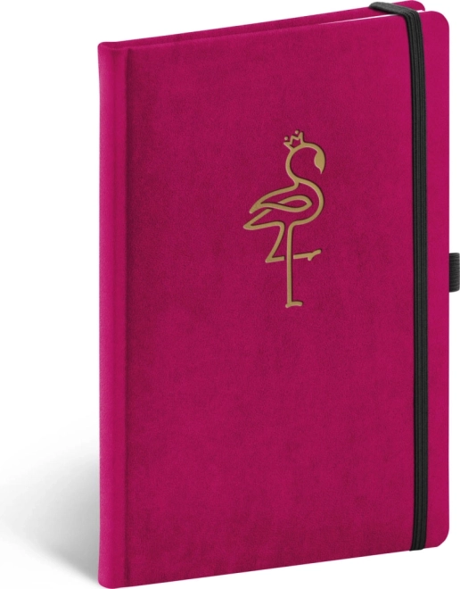 Notique carnet liniat catifelat cu flamingo 13 × 21 cm