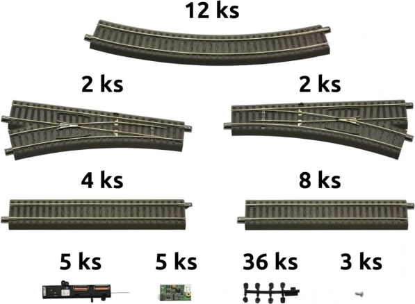 Roco geoLINE set de șine cu terasament și accesorii pentru seturi de pornire digitale