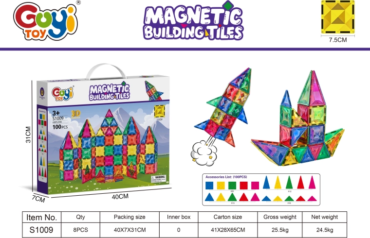 Set de construcție magnetică cu 100 de piese