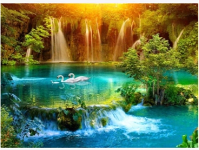 Pictură cu diamante Cascadă în vale 30 × 40 cm