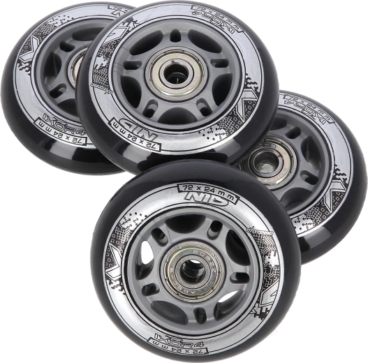 Set de roți pentru role in-line 72 × 24 mm cu rulmenți ABEC 9 NILS EXTREME
