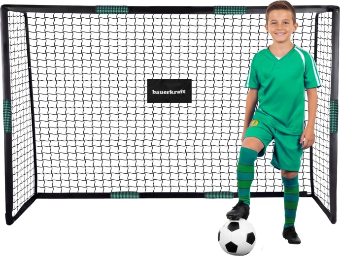 Poartă de fotbal Bauerkraft cu plasă 180 × 120 × 60 cm negru-verde