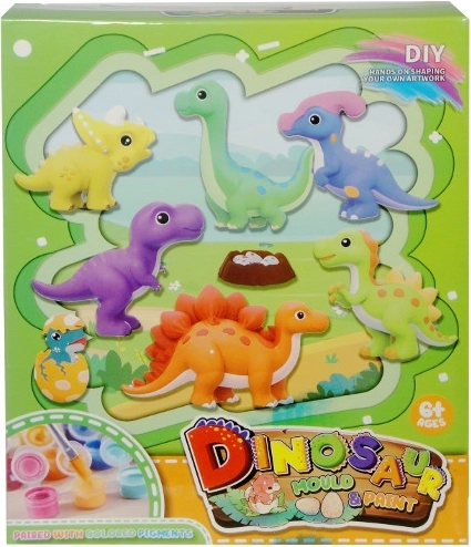 Set creativ mulaje din ghips cu dinozauri pentru colorat