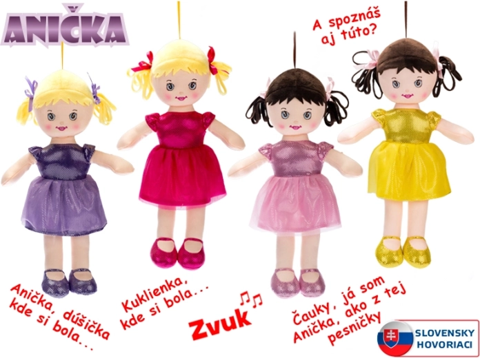 Păpușă din pânză Anička 32 cm, vorbește și cântă în slovacă