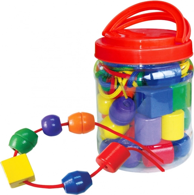 Mărgele mari din lemn BABU pentru dezvoltarea abilităților motorii și recunoașterea culorilor