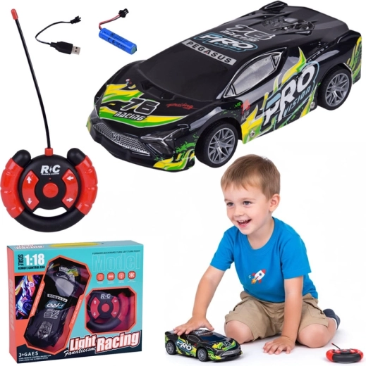Mașină sport RC cu caroserie iluminată 1:18 – Verde