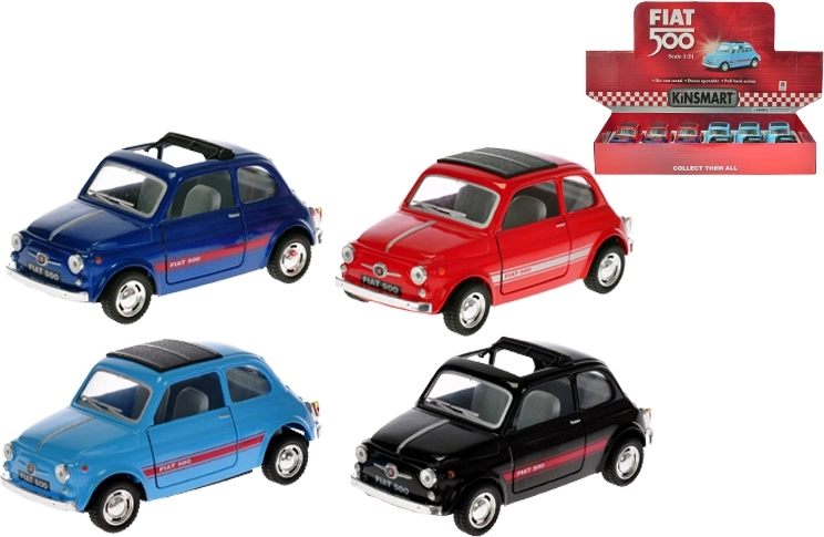 Model metalic de mașină FIAT 500 1:24 cu mecanism pull-back