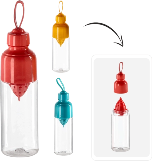 Sticlă din plastic 600 ml cu storcător de citrice integrat