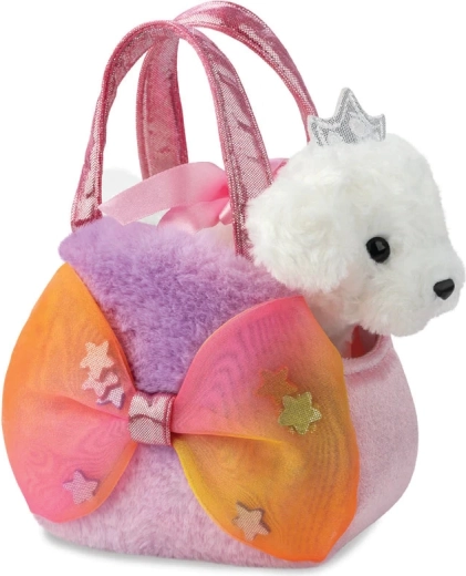 Fancy Pals cățeluș prințesă cu fundă mare în poșetă, figurină de pluș 20 cm