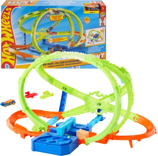 Hot Wheels Stunt Tracks Hipersferă kraks pistă de curse cu propulsie + mașinuță