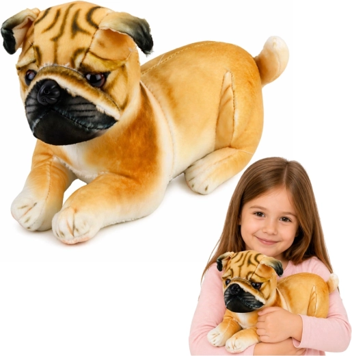 Mops de pluș 25 cm, cățeluș realist pentru alintat
