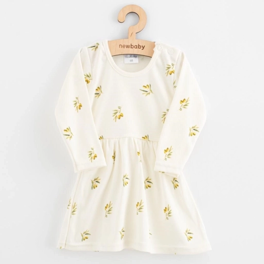 Rochiță pentru bebeluși din bumbac organic cu mâneci lungi New Baby Măsline