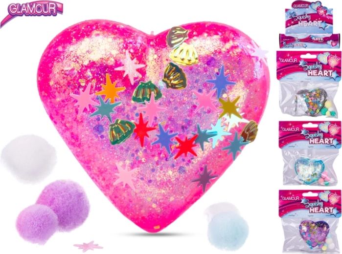 Inimă decorativă Glamour elastică cu paiete 6 cm (mix de culori)