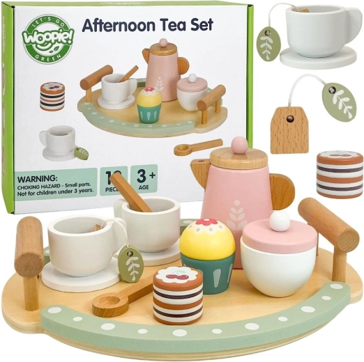 Set de ceai și cafea din lemn Woopie Green - 12 bucăți